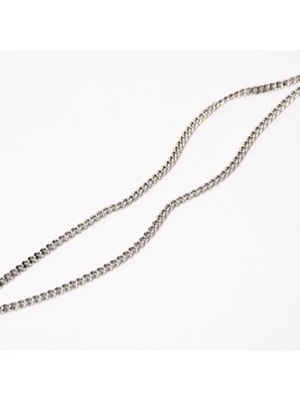 Chanel Plate Necklace White Silver Chain